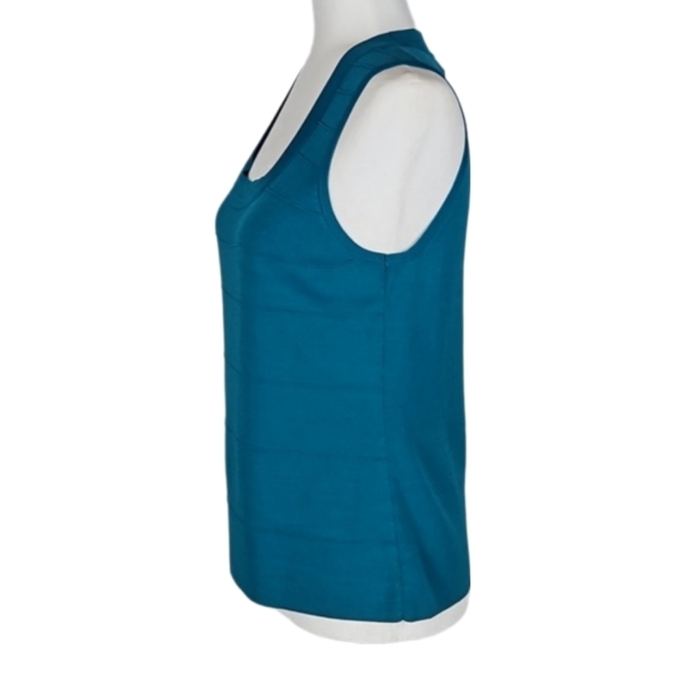 Spense Knit Stretch Tank Top Scoop Neck Teal Green Classic Chic Women's Size L - Picture 4 of 6